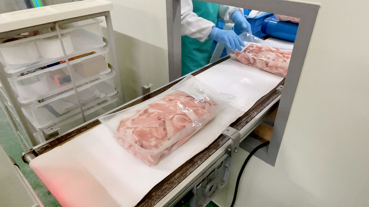 X光检测机│带金属检测机的自动检重秤│1公斤猪肉切片